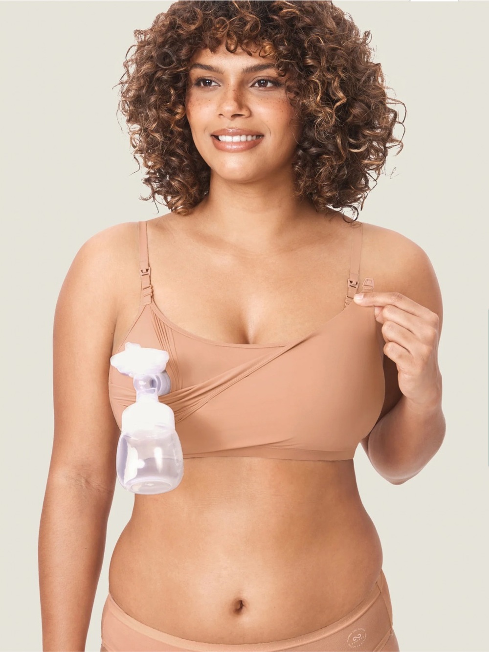 MOMANDA Inbarely® All-In-One Pumping Bra Cream Coffee Size L A127 Smooth